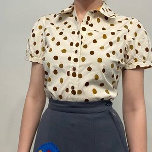 Odille Polka Dot button-down blouse